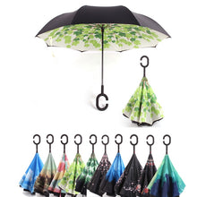 Load image into Gallery viewer, C Handle Windproof Reverse Folding Umbrella Man Women Sun Rain Car Inverted Umbrellas Double Layer Anti UV Self Stand Parapluie