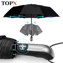 Load image into Gallery viewer, Wind Beständig Voll-Automatische Regenschirm Regen Frauen Für Männer 3Folding Geschenk Sonnenschirm Compact Große Reise Business Auto 10K Regenschirm
