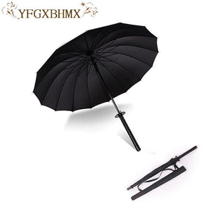 Stylish Black Japanese Samurai Ninja Sword Katana Umbrella Sunny & Rainny Long-handle Umbrellas Semi-automatic 8, 16 or 24 Ribs