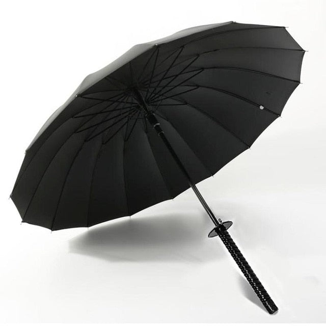 Stylish Black Japanese Samurai Ninja Sword Katana Umbrella Sunny & Rainny Long-handle Umbrellas Semi-automatic 8, 16 or 24 Ribs